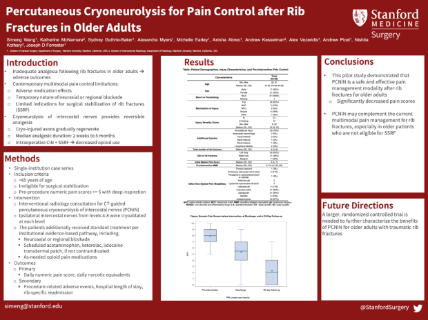 Poster: Percutaneous Cryoneurolysis for Pain Control after Rib Fractures in Older Adults